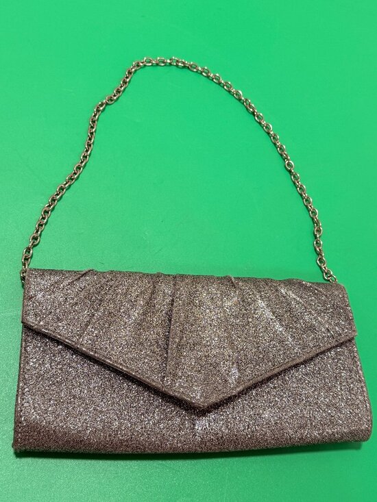 Icing Handbags - Icing Convertible Pleated Silver Glitter Envelope Clutch/shoulder Evening Bag